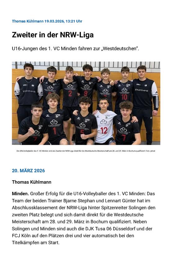 ePaper Mindener Tageblatt vom 20.03.2026 Seite 1